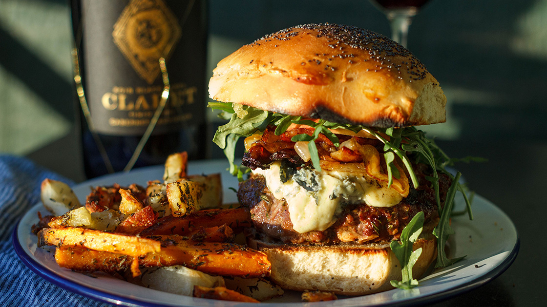 Apple, Blue Cheese & Caramelized Onion Burger