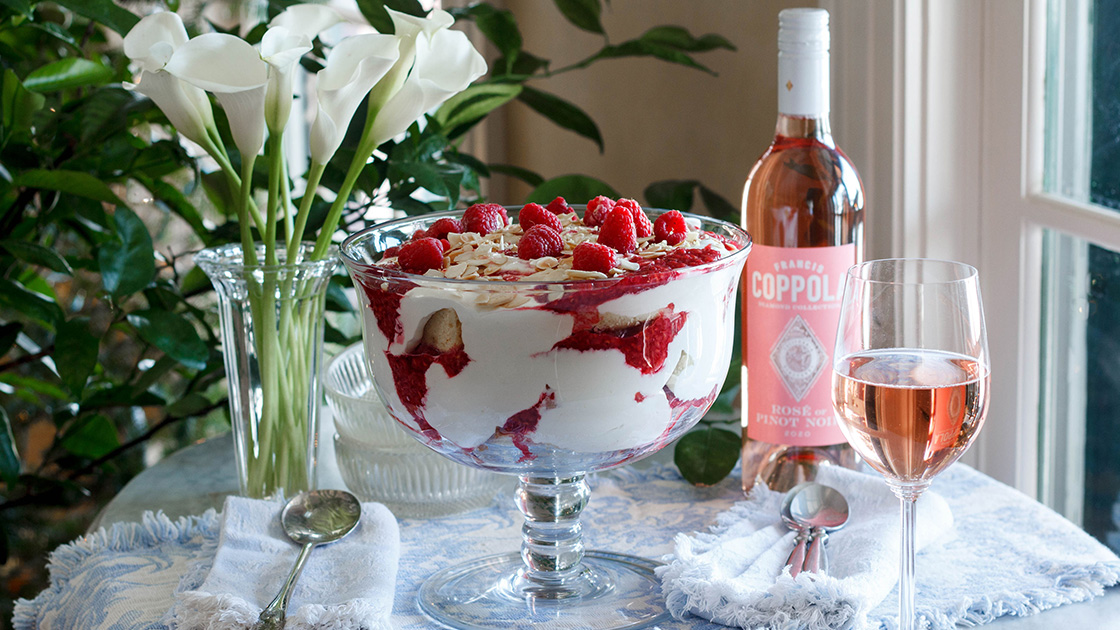 Raspberry and Lemon Trifle paired with Diamond Collection Rosé
