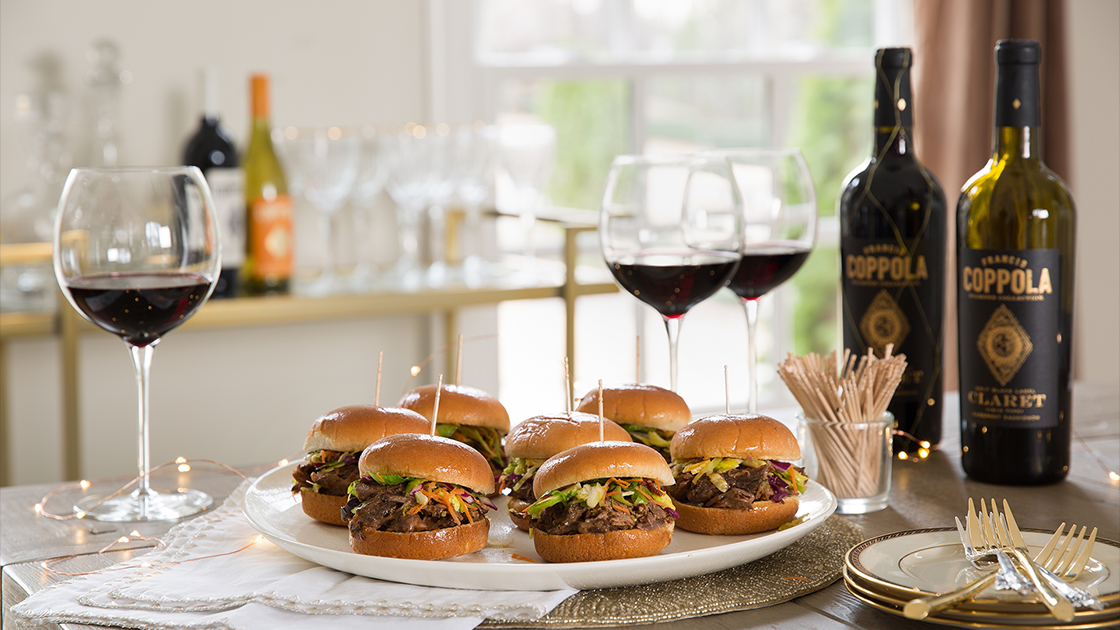 Beef Short Rib Sliders with Francis Coppola Claret.