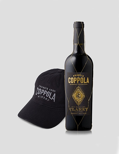 Diamond Collection Claret with a black Coppola Baseball Hat.