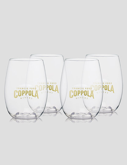 Set of Four GoVino Drinkware with Francis Ford Coppola Winery Logo.