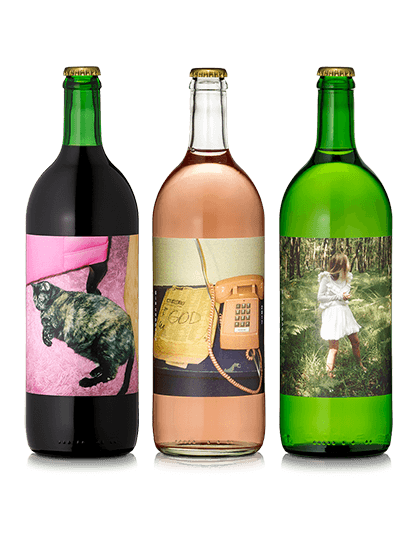 Three bottles of Gia wine.